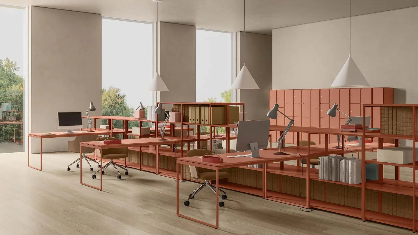 Regalsystem Line System von Dieffebi im Coworking-Bereich