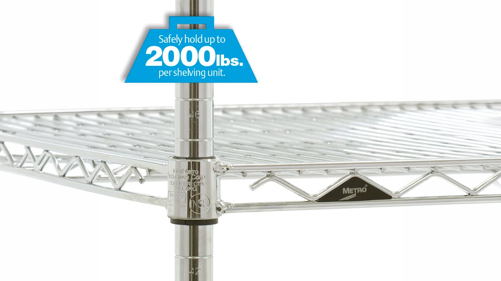 Super Erecta Drahtregal von Metro in Chrom mit fünf verstellbaren Böden