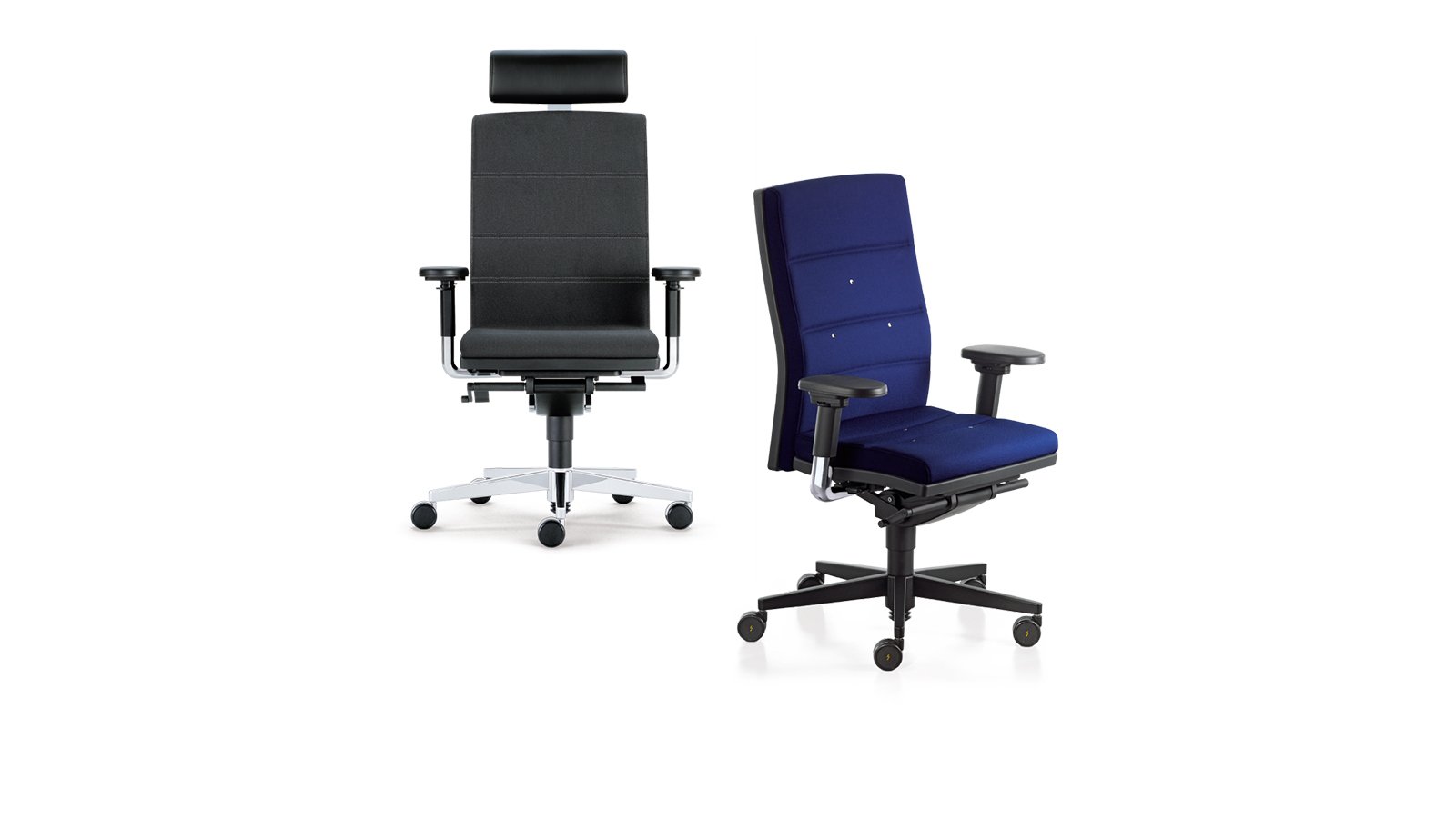 Bürodrehstuhl mr.24 von Sedus in blauem Stoff mit hoher Lehne und 3D-Armlehnen