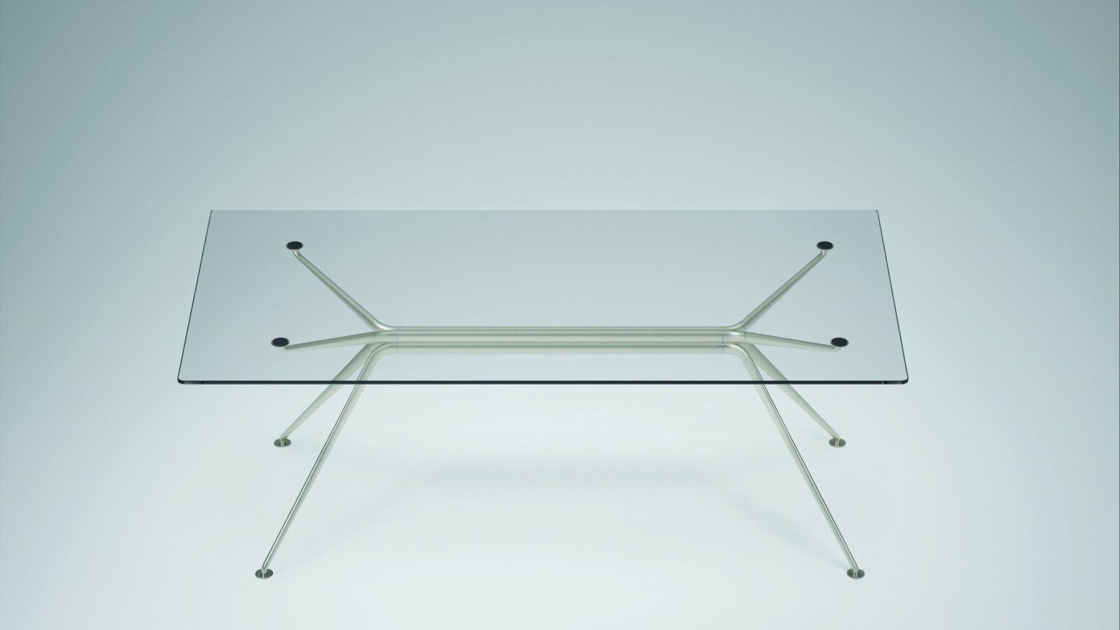 Designer-Schreibtisch Cosmos von Tecno mit Rückgrat aus vier Aluminium-Ellipsen