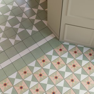 Mattonelle Margherita von Mutina, gemischte Muster auf Boden und Wand