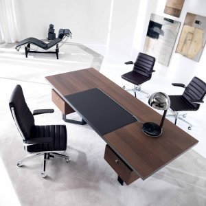 Achteckiger Lloyd Konferenztisch mit Mitteleinsatz in EcoPelle Brown