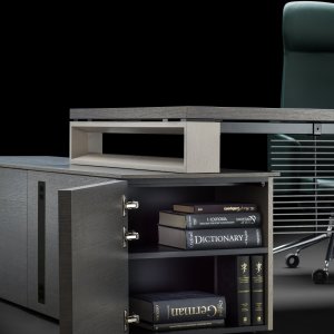 Chefbüro mit Arche Schreibtisch und Schrankwand
