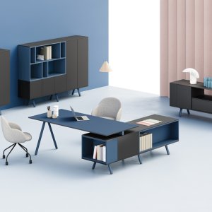 Dasselbe Archiutti-Lay-Regal am Boden aufgebaut als Raumteiler