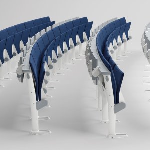 Omnia Evolution Sitzreihe mit Kopfstützen für hohe Stufen