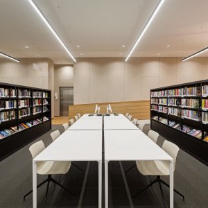 Sichtblende montiert an einem Nuur Arbeitsplatz von Arper