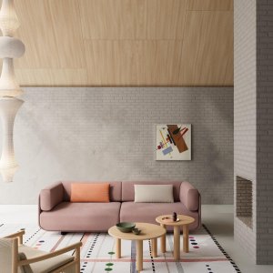 Hocker und Dormeuse Shaal nebeneinander in einer Lounge