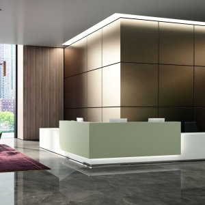 Lux Theke in Eiche Antik mit verchromtem Sockel
