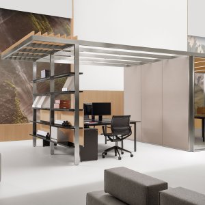 Meetingraum der Kollektion CSS_Village von Citterio mit Schiebetür