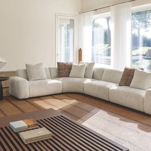 Eckelemente des Sofas Cloud von Flexteam im Detail mit rundem Rücken