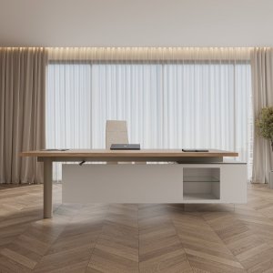 Moderner Chefschreibtisch Cloud von Codutti mit Platte aus gehärtetem Glas