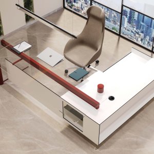 Cloud Chefschreibtisch mit Holzplatte, 200 × 100 cm