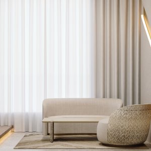 Codutti Ginza Konferenztisch in einem Raum mit Blick in den Garten