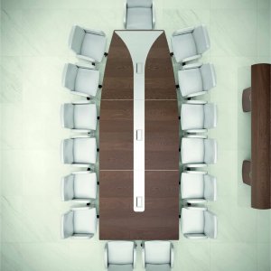 Chefschreibtisch iSixty Luxury in Silberleder mit Esche Silicio