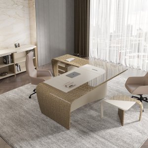 Designer-Schreibtisch Mithos von Codutti in der Seitenansicht