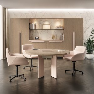 Schrank Mithos mit Glastüren und Lederdeckel