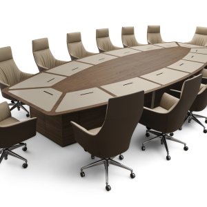 Konferenztisch Corniche von i4Mariani in geflammtem Nussbaum