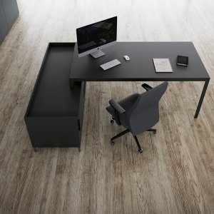 Chefschreibtisch D1 mit Glasplatte