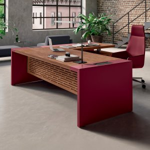 Designer-Schreibtisch e-10 mit grauen Lackbeinen
