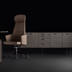 Eleva Schreibtisch mit Serviceeinheit und angedocktem Sideboard