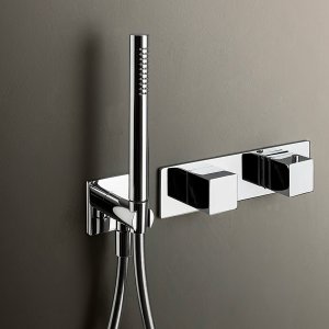 Wand-Waschtischmischer Mint, Oberfläche Matt Gun Metal, frontal fotografiert