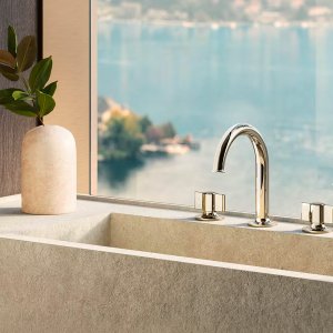 Thermostat Flora mit Drehumsteller und Griff in poliertem Nickel