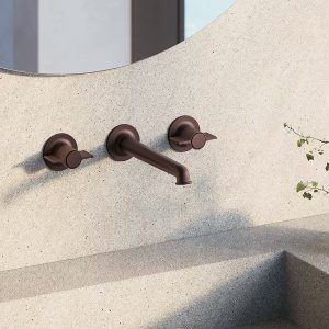 Flora von Fantini: Dreilochgruppe am Waschtisch mit einflügeligen Griffen in Chrom