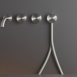 Designarmatur Giotto: Wandmischer aus satiniertem Edelstahl