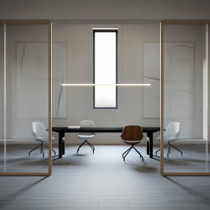 Chefbüro mit Hito Schreibtisch, Sideboard und gepolsterter Bank