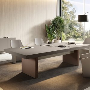 Jera Konferenztisch 280 cm mit Holzdekor-Platte und integriertem Flip-Top für Strom und Daten