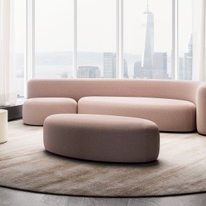 Draufsicht auf Lisse: im Grundriss beschreibt das Sofa einen Bogen