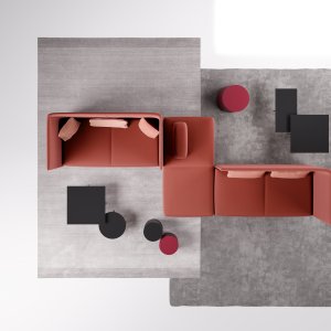 Beistelltisch aus Esche natur mit Ø 50 cm neben den Sofas Node+