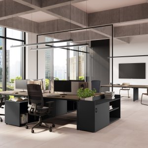 Open-Space-Etage mit 5th-Element-Arbeitsplätzen von Las Mobili