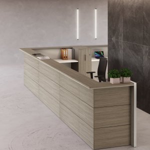 Empfangstheke Nice in der Lobby eines Unternehmens in Frankfurt