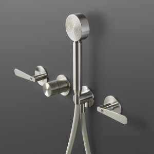 Dreiloch-Garnitur Lutezia mit schwenkbarem Auslauf, satinierter Edelstahl, Cea Design