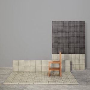 Aurore Charcoal und Light Blue Grid L im Kontrast verlegt