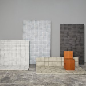 Teekuechenwand in Aurore Light Green Grid L und uni