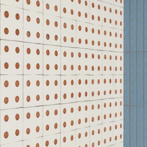 Bloc outdoor Mauer aus roher Terrakotta im Hof
