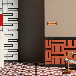 Dekor Frame Terracotta im Halbformat, Mattonelle Margherita