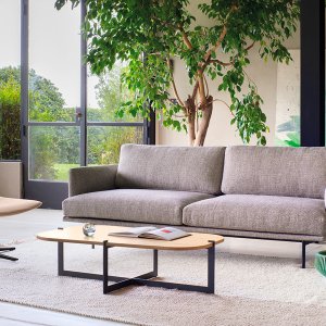 Zweisitzer New York Small mit 175 cm in grauem Stoff