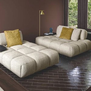 Qubik von Flexteam, gerades Sofa mit Sitzfläche aus gerundeten Würfeln