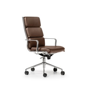 Chefsessel The Season Comfort von Quinti in schwarzem Leder mit hoher Lehne und 5-Stern-Fuss