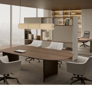 Komposition aus Schreibtisch, Anbaumöbel und Schrank